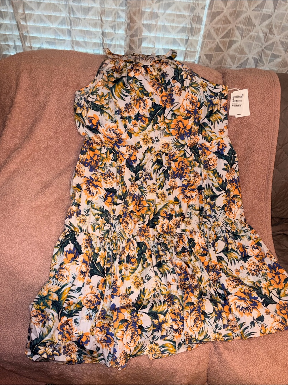 Nordstrom Yellow, Green & Navy Floral Mini Dress